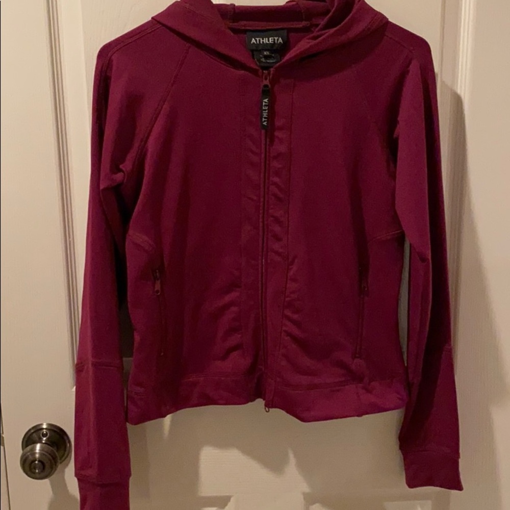 XS Raspberry colored Athleta zip-up jacket hoodie